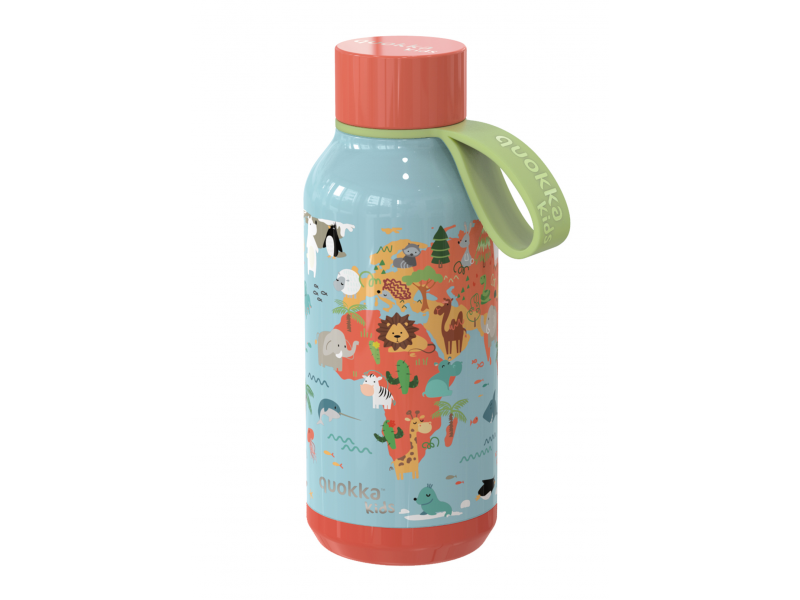 Levně QUOKKA nerezová termoláhev SOLID KIDS s poutkem MAP OF LIFE 330 ML TERMO