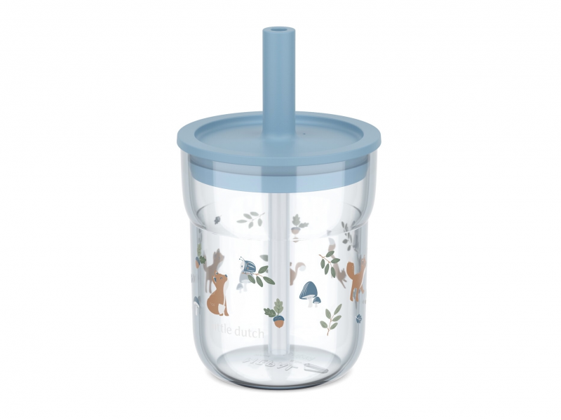 Levně LITTLE DUTCH Kelímek s brčkem 250 ml Forest Friends TERMO