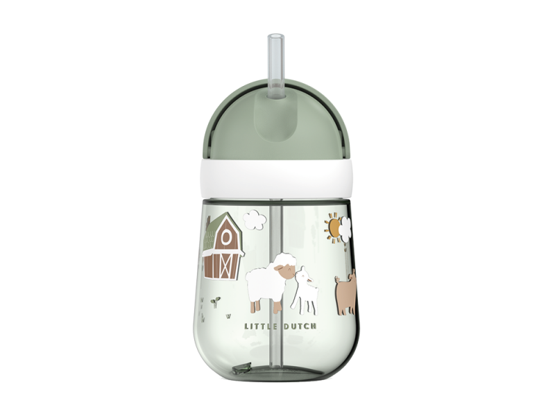 Levně Little Dutch Hrnek s brčkem 300 ml 9m+ Farma TERMO