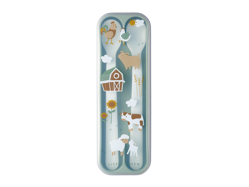 Levně LITTLE DUTCH Lžičky 2 ks s pouzdrem Farma TERMO