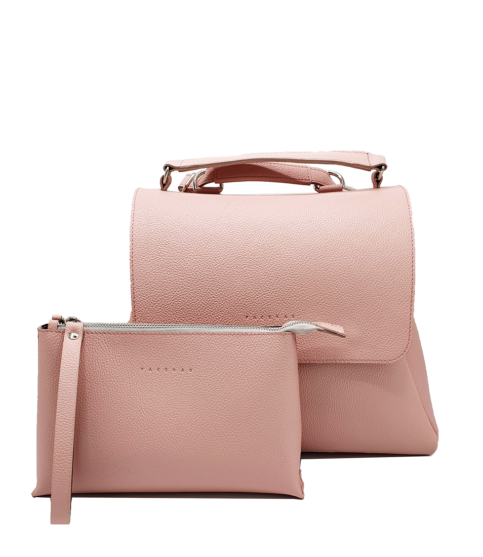Facebag kožená přebalovací taška 3 v 1 - růžová