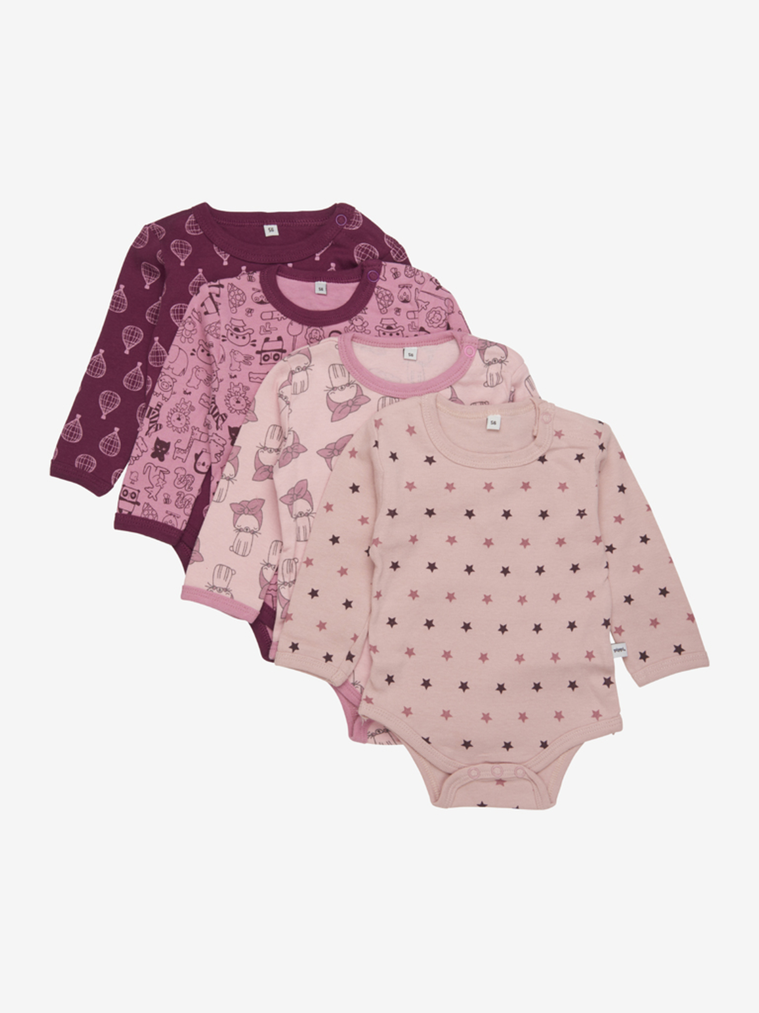 Levně Pippi kojenecké body s dlouhým rukávem OEKO - TEX set 4 ks 3819 - 600