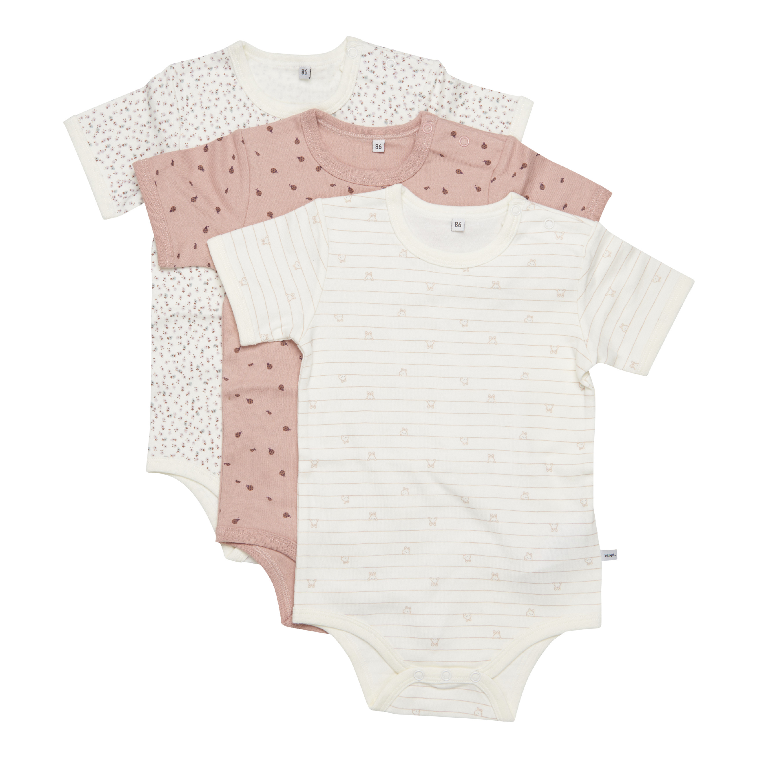 Levně Pippi kojenecké body s krátkým rukávem 3ks 1472-500