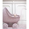 Smallstuff Pink Wicker Pram 51001-10  Ruční výroba