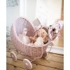 Smallstuff Pink Wicker Pram 51001-10  Ruční výroba