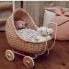 Smallstuff Pink Wicker Pram 51001-10  Ruční výroba