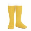wide rib knee high socks yellow