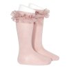 tulle ruffle knee high socks pale pink