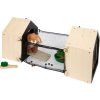 small foot Plush rabbit in a hutch with a run