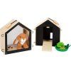 small foot Plush rabbit in a hutch with a run
