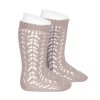 perle openwork knee high socks old rose