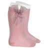 knee high socks tulle bow pale pink