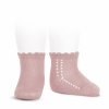 side openwork perle short socks pale pink