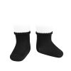 pattern cuff short socks black
