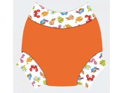 Swim nappy Neoprénové plavky Oranžové s húseničkami XL