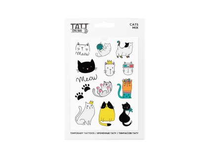 TATTonMe Vodeodolné dočasné tetovačky Mačky mix