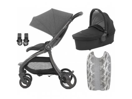 BabyStyle Egg Quail Quantum Grey set: kočík + vanička + adaptéry