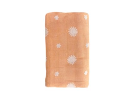 ob designs muselinova plenka 120x120 peach daisy print