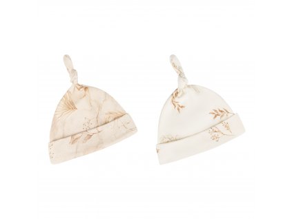 Detské čiapky 2-4 mesiace - sada dvoch kusov Bohemian Sand/Bohemian Botanic