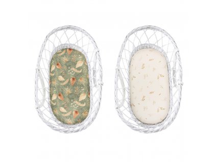 Prestieradlo Sleepee We Care do kočíka, košíka a kolísky Bohemian Green/Bohemian Botanic