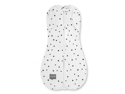 Zavinovačka Sleepee Second Step Swaddle s čiapočkou zdarma Bodky čierné