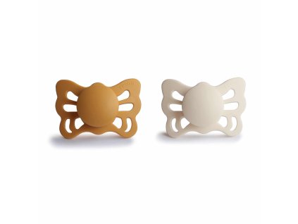 DVOJBALENIE ANATOMICKÝCH CUMLÍKOV FRIGG BUTTERFLY HONEY GOLD/ CREAM, 0-6M, SILIKÓN