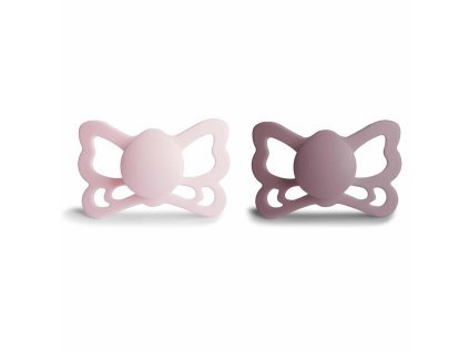 DVOJBALENIE ANATOMICKÝCH CUMLÍKOV FRIGG BUTTERFLY WHITE LILAC/ TWILIGHT MAUVE, 6-18M, SILIKÓN