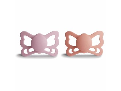 DVOJBALENIE ANATOMICKÝCH CUMLÍKOV FRIGG BUTTERFLY PRETTY IN PEACH/ PRIMROSE, 6-18M, SILIKÓN