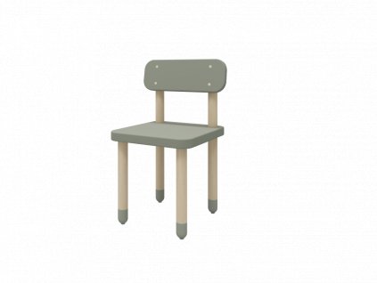 Flexa Drevená stolička s operadlom pre deti sivozelená Dots