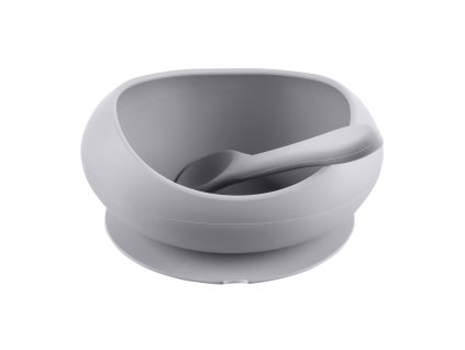 Silikónová miska so zvýšenými okrajmi a prísavkou, Dove Grey