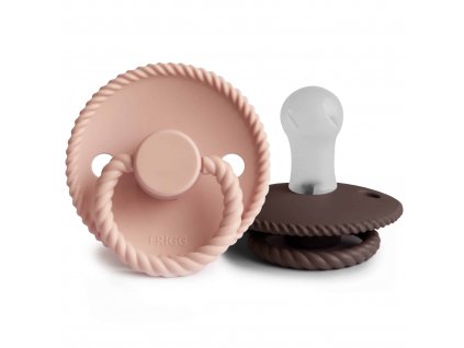 DVOJBALENIE CUMLÍKOV FRIGG ROPE BLUSH/ COCOA, 0-6M, SILIKÓN
