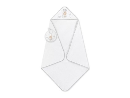 INTERBABY | OSUŠKA froté Medvedík na hojdačke + podbradník - bielo/sivá