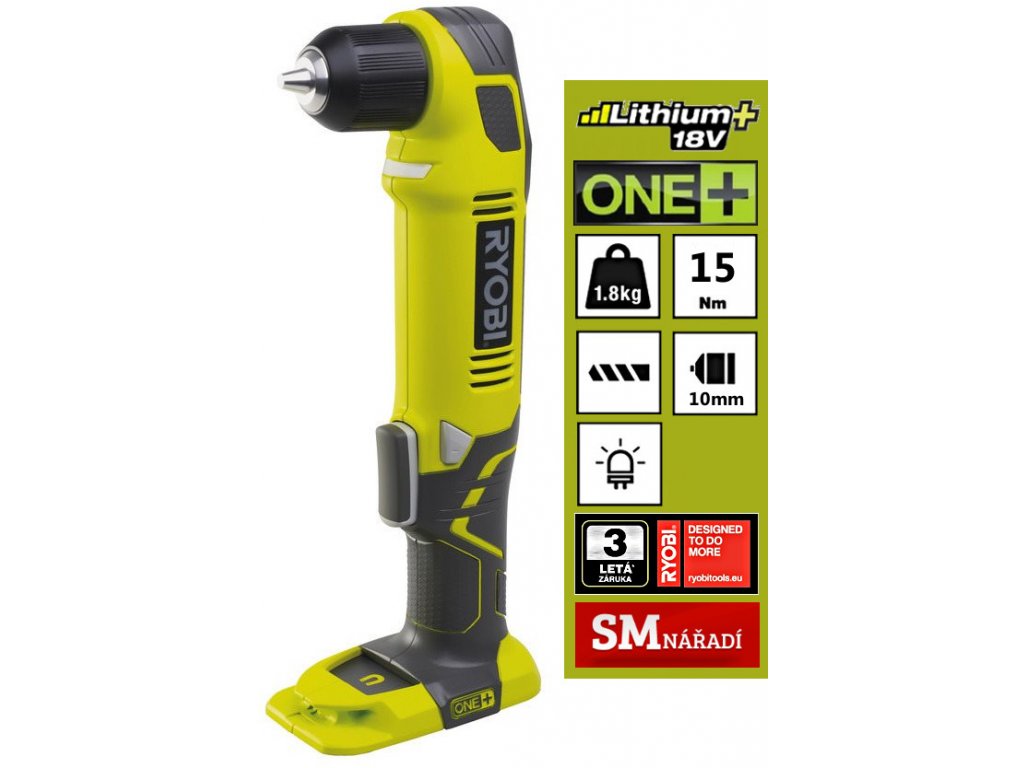 Ryobi RAD1801M Aku pravo hl vrta ka ONE 18V 15Nm bez aku a