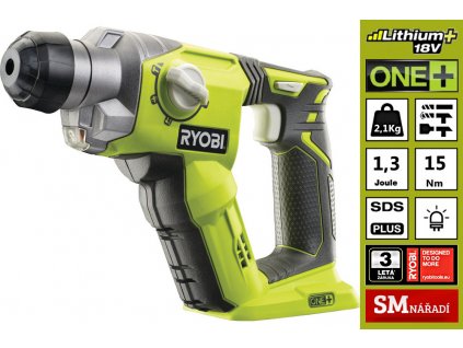 Ryobi R18SDS-0 Aku kombi kladivo SDS-Plus ONE+, 18V, 1,3J, bez aku a nabíječky + prodloužená záruka 2+1 rok ZDARMA + SMservis - bezstarostné zajištění opravy