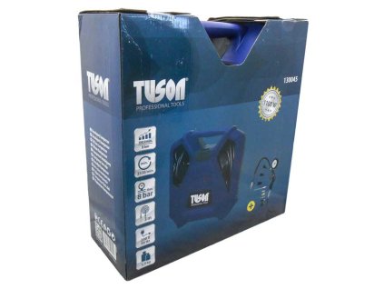 Tuson 130045 Bezolejový kompresor 1,1KW, hadice s manometrem, sada příslušenství