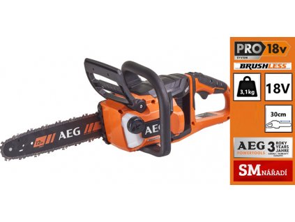 AEG ACS 18B30-0, 18V, Aku bezuhlíková řetězová pila. lišta 300mm. bez aku a nabíječky