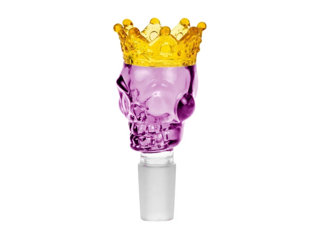 glass bowl skull crown pink