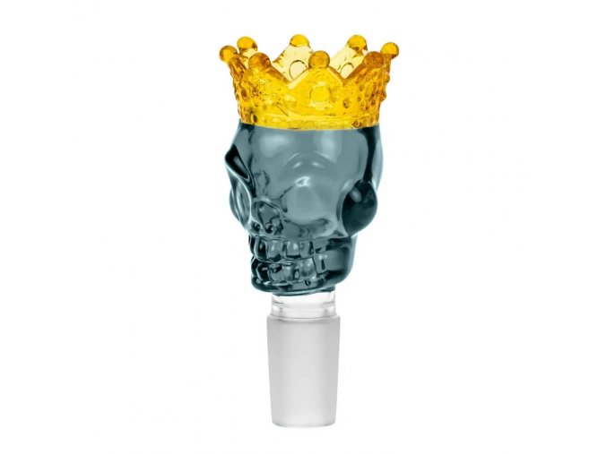 glass bowl skull crown teal