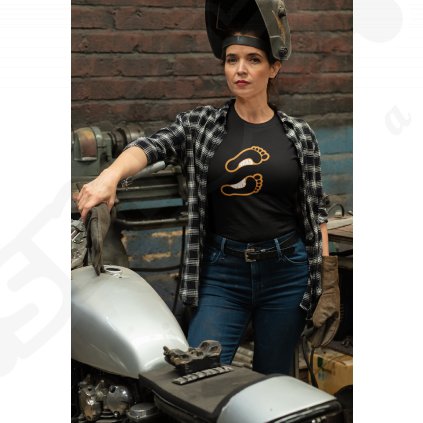 t shirt mockup of a woman repairing her motorcycle 31798