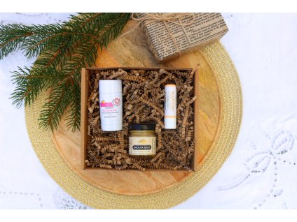 Dárek pro slečnu (3 kusy): Smolná mast 30 ml, Deodorant Něžný, Balzám na rty