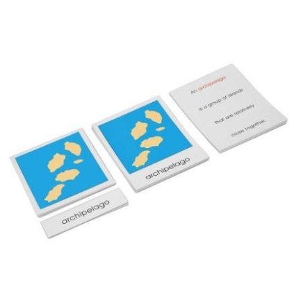 ADENA MONTESSORI Tvary pevnin a vodních ploch - karty k sadě 1 a 2