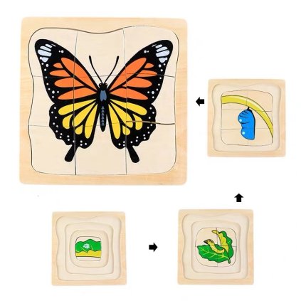 ADENA MONTESSORI Vrstvené puzzle životní cyklus motýl