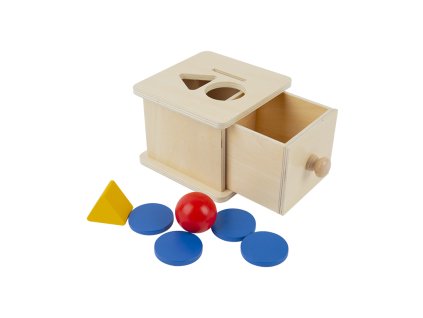 ADENA MONTESSORI Box na vhazování tří tvarů se šuplíkem