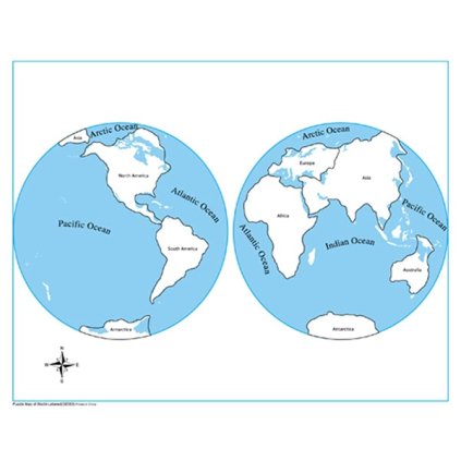 ADENA MONTESSORI Kontrolní mapa světadíly
