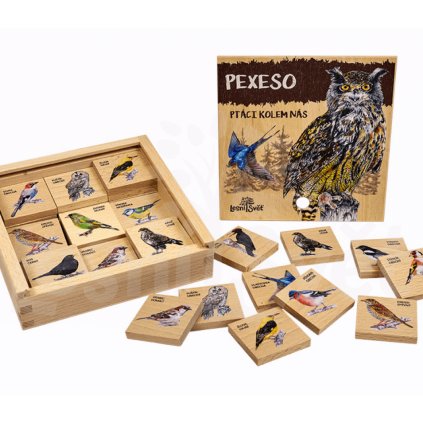 Pexeso v dřevěné krabičce - Ptáci kolem nás