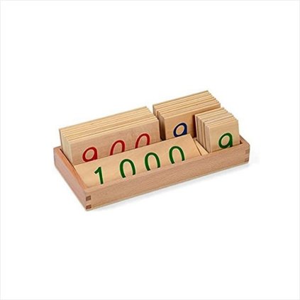 ADENA MONTESSORI Malé dřevěné karty s čísly (1-1000)