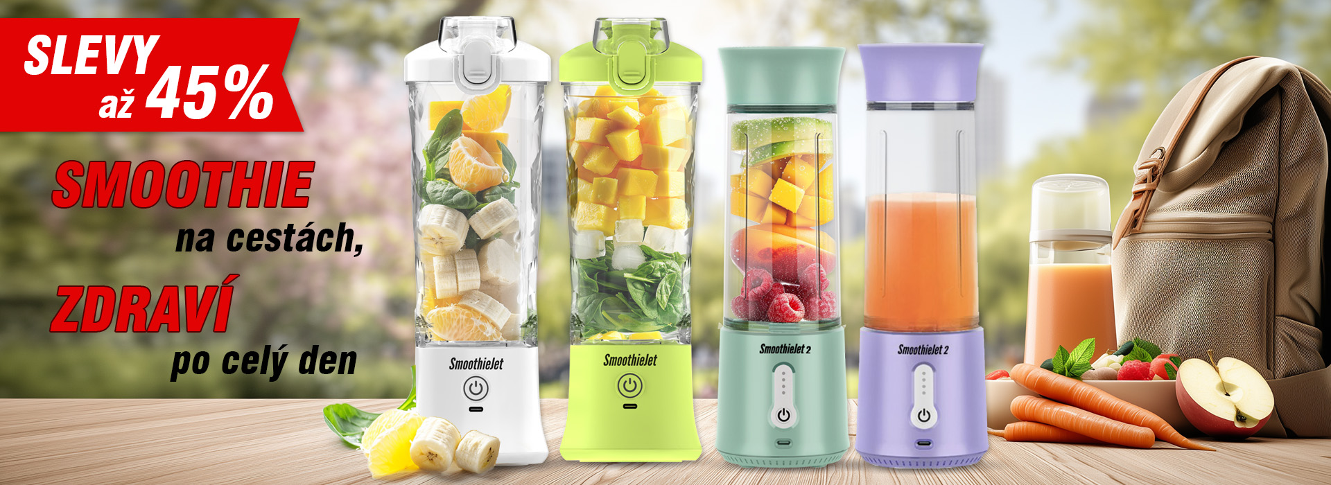 Jarní slevy na přenosné USB mixéry SmoothieJet – mixování smoothie kdekoliv, jednoduše a stylově