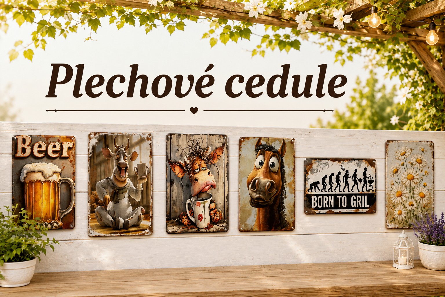 Plechové cedule – originální dekorace pro dům a zahradu