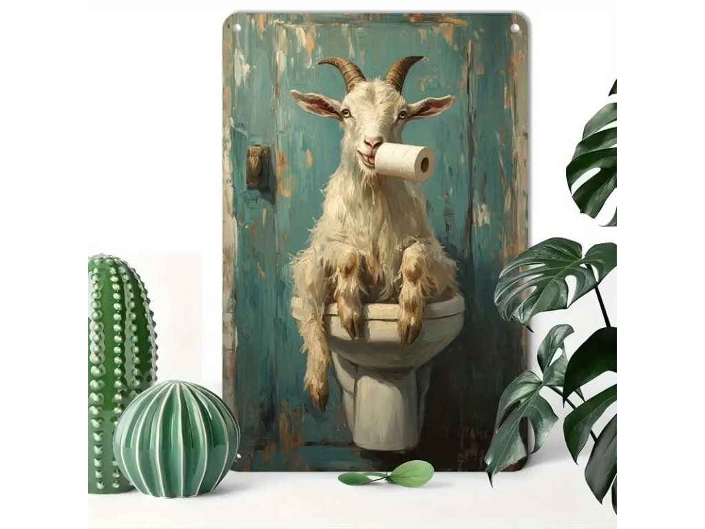 VINTAGE PLECHOVÁ CEDULE 2D - KOZEL NA WC 30X20 cm