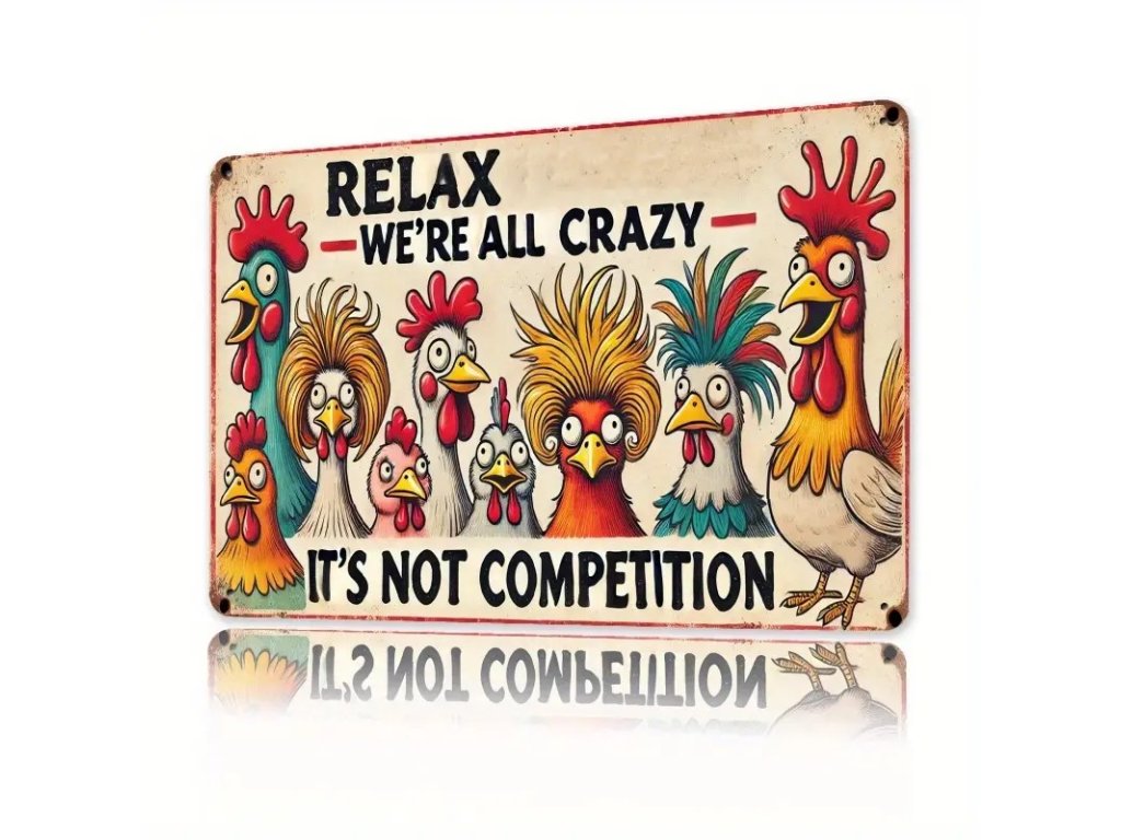 VINTAGE PLECHOVÁ CEDULE 2D - CRAZY RELAX 30X20 cm